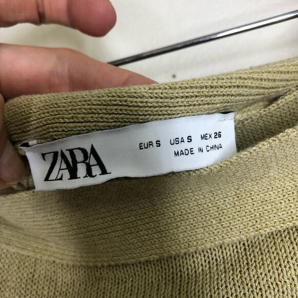 Zara Skirt Wrap Mini Knit Dark Chartreuse Green Yellow A Line Small - Picture 4 of 6